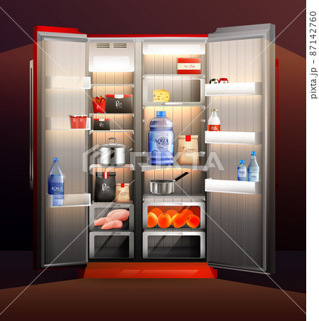 Glowing Fridge Organization Illustration 87142760