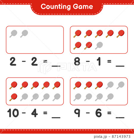 Count and match, count the number of Ping Pong Racket and match with the right numbers. Educational children game, printable worksheet, vector illustration Count and match, count the number of Ping Pong Racket and match with the right numbers. Educational children game, printable worksheet, vector illustration 87143973