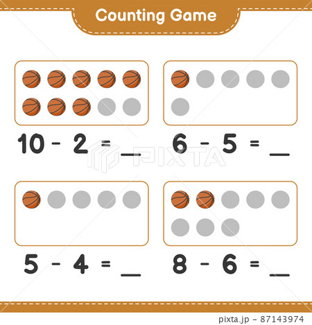 Count and match, count the number of Basketball and match with the right numbers. Educational children game, printable worksheet, vector illustration Count and match, count the number of Basketball and match with the right numbers. Educational children game, printable worksheet, vector illustration 87143974