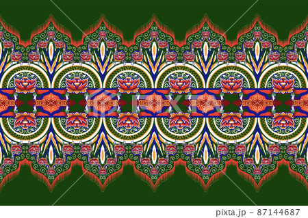 Yellow, Pink, Flower on Green Forest. Geometric ethnic oriental pattern traditional Design for background,carpet,wallpaper,clothing,wrapping,Batik,fabric, vector illustration embroidery style Yellow, Pink, Flower on Green Forest. Geometric ethnic oriental pattern traditional Design for background,carpet,wallpaper,clothing,wrapping,Batik,fabric, vector illustration embroidery style 87144687