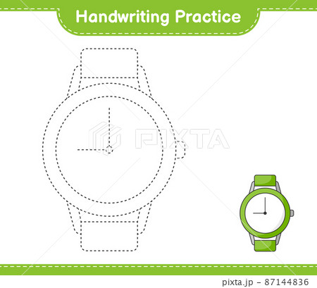 Handwriting practice. Tracing lines of Watches. Educational children game, printable worksheet, vector illustration 87144836