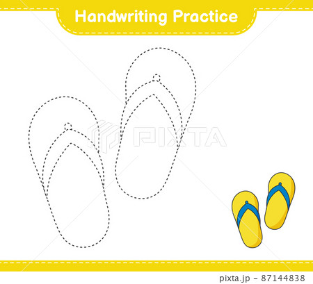 Handwriting practice. Tracing lines of Flip Flop. Educational children game, printable worksheet, vector illustration 87144838