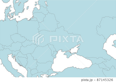 ウクライナ / ロシアとその周辺国地図・マップ イラスト (文字なし・白地図)