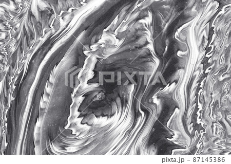 抽象画 白と黒 波のテクスチャー