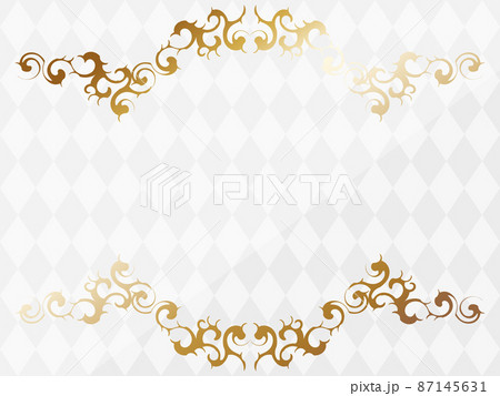 高級感のあるオーナメントの背景　横位置　ホワイト＆ゴールド　ダイヤパターン 87145631
