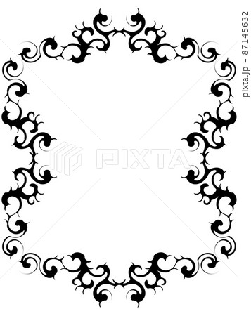 高級感のあるオーナメントのフレーム　縦位置　ブラック 87145632