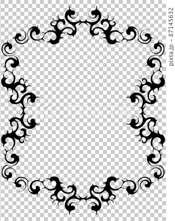 高級感のあるオーナメントのフレーム　縦位置　ブラック 87145632