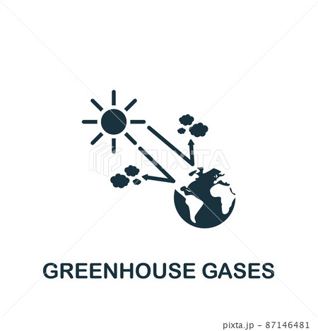 Greenhouse Gases icon. Monochrome simple icon for templates, web design and infographics Greenhouse Gases icon. Monochrome simple icon for templates, web design and infographics 87146481