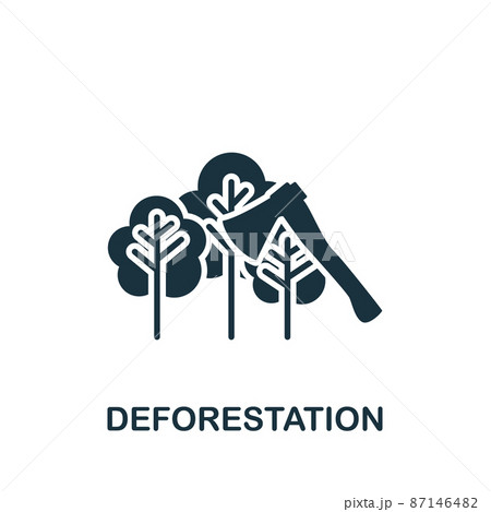 Deforestation icon. Monochrome simple icon for templates, web design and infographics Deforestation icon. Monochrome simple icon for templates, web design and infographics 87146482