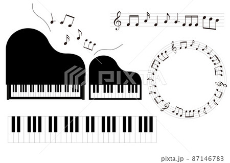 五線譜のフレームイラスト ピアノのイラスト素材 鍵盤のイラスト素材