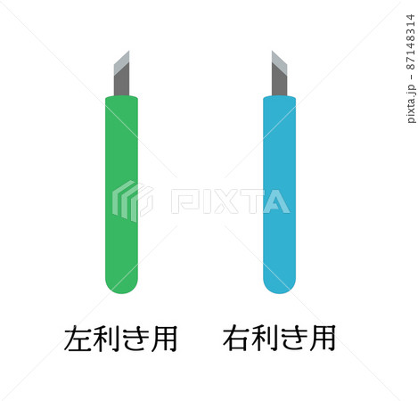 シンプルな彫刻刀のイラスト素材 右利き用と左利き用の切り出し刀の