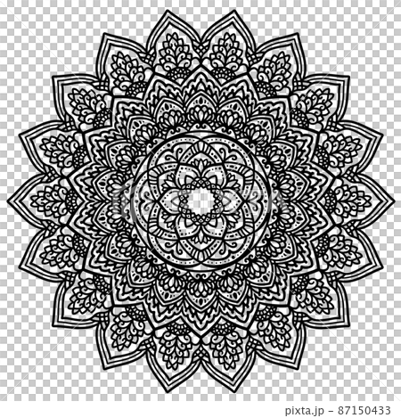 マンダラアート(線画・花・幾何学模様)のイラスト素材 [87150433] - PIXTA