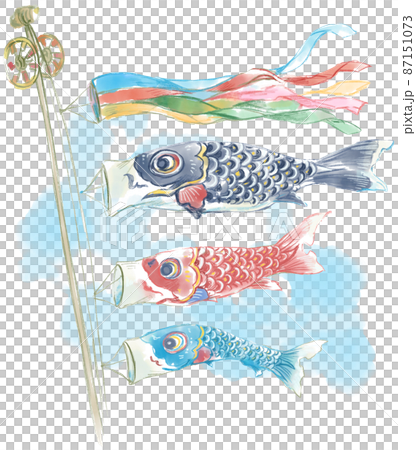 青空と風にそよぐこいのぼりの水彩イラスト 青空と風にそよぐこいのぼりの水彩イラスト 87151073