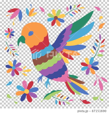 五顏六色的長尾小鸚鵡插圖_乙巳刺繡形象_墨西哥 五顏六色的長尾小鸚鵡插圖_乙巳刺繡形象_墨西哥 87151690