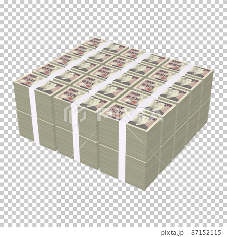 経済のイラスト素材　マネー　平らに積まれた札束　リアル風一万円札　三億円（1_4） 87152115