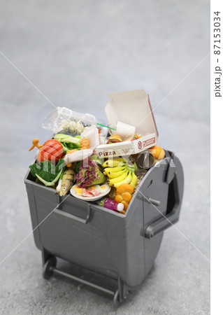 食品廃棄物であふれるゴミ箱(ミニチュア写真) 食品廃棄物であふれるゴミ箱(ミニチュア写真) 87153034