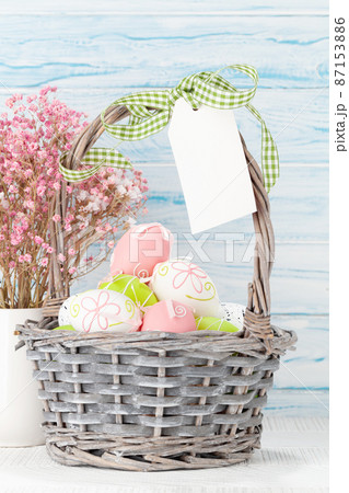 Easter greeting card with easter eggs 87153886