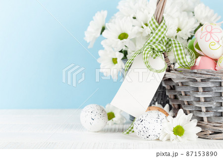 Easter greeting card with easter eggs 87153890