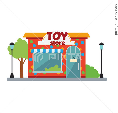 Isolated front view toy store building Vector Isolated front view toy store building Vector 87154505