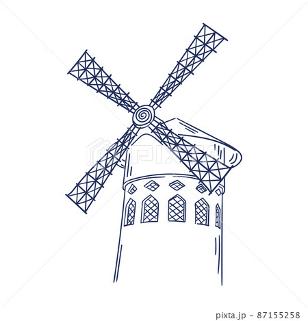 Isolated sketch of moulin rouge landmark Vector 87155258