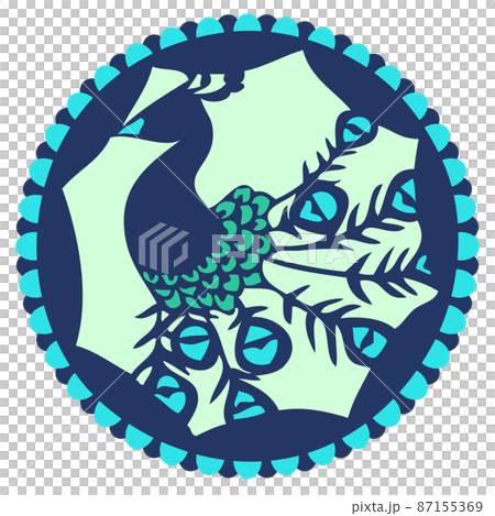 Peacock silhouette circular icon Peacock silhouette circular icon 87155369