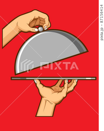 Hands Opening Food Tray Restaurant Symbolのイラスト素材