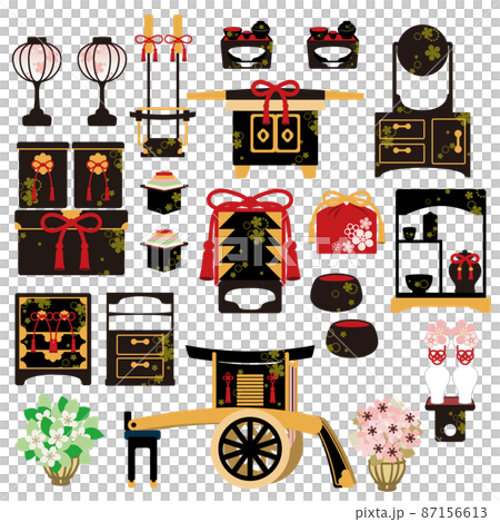 ひな道具セットのイラスト素材 [87156613] - PIXTA