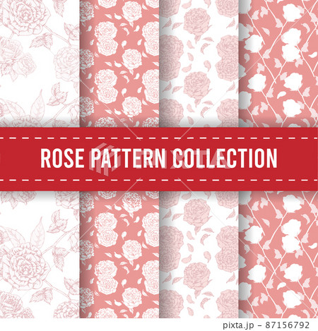 Seamless Pattern Background Hand Drawn Flower Rose Decorative Design Motif 87156792