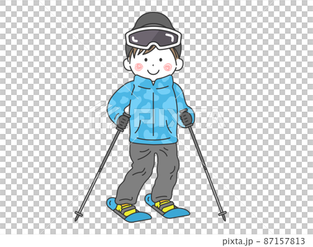 スキーをする男性のイラストのイラスト素材