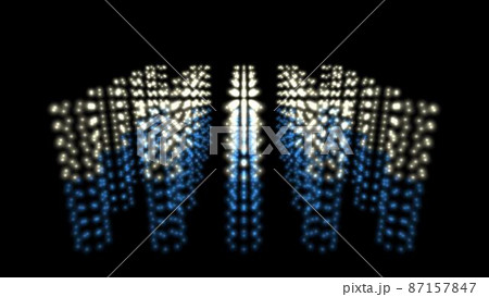 キラキラ光る柱状の粒子の環。デジタル空間で蓄積されたデータの沢山のアレイ。 キラキラ光る柱状の粒子の環。デジタル空間で蓄積されたデータの沢山のアレイ。 87157847