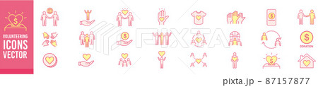 Volunteering icons set. Outline set of volunteerin 87157877