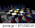 3D render illustration. Concept of Russia invades Ukraine. Check board. 87158210