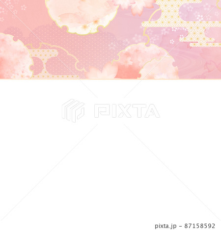 ピンクと白の和風背景 87158592