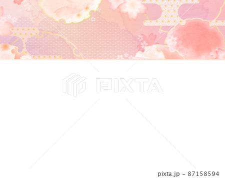 ピンクと白の和風背景 87158594