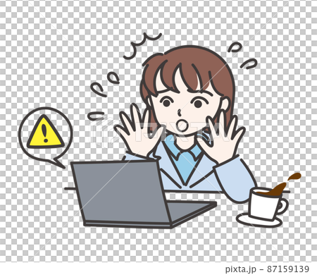 Girl A [color / laptop] who is surprised when... - Stock Illustration ...