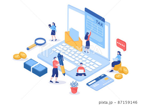 Tax Form of State Government Taxation with Forms, Calendar, Audit, Calculator or Analysis to Accounting and Payment in Flat Background Illustration Tax Form of State Government Taxation with Forms, Calendar, Audit, Calculator or Analysis to Accounting and Payment in Flat Background Illustration 87159146