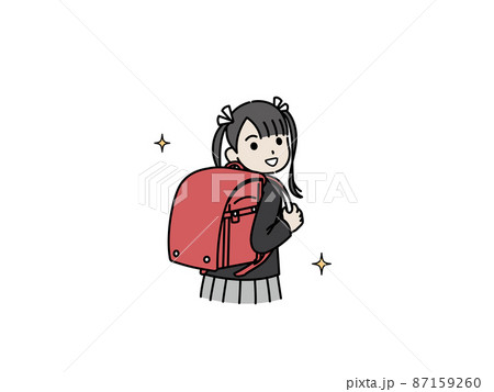 ランドセルと女の子　小学生　1年生　入学　イラスト 87159260