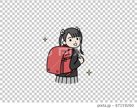 ランドセルと女の子　小学生　1年生　入学　イラスト 87159260