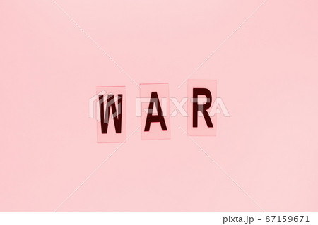 Word WAR on red background, copy space Word WAR on red background, copy space 87159671