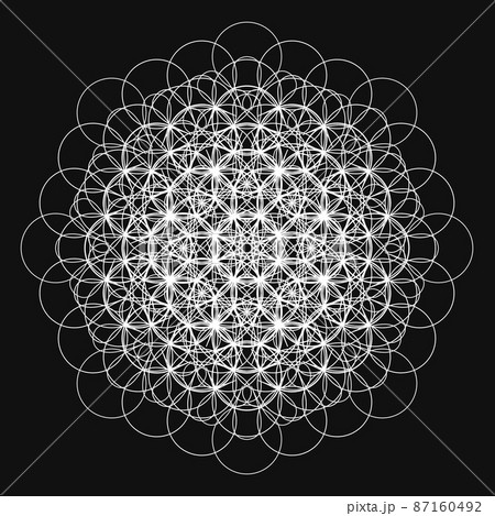 モノトーン幾何学模様 シンプルな曼荼羅模様 モノトーン幾何学模様 シンプルな曼荼羅模様 87160492