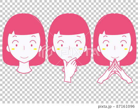 女性の表情 嬉しい と 悩む のイラスト素材