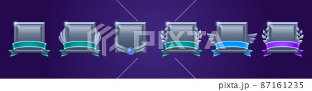 Square silver award badges for win in game Square silver award badges for win in game 87161235
