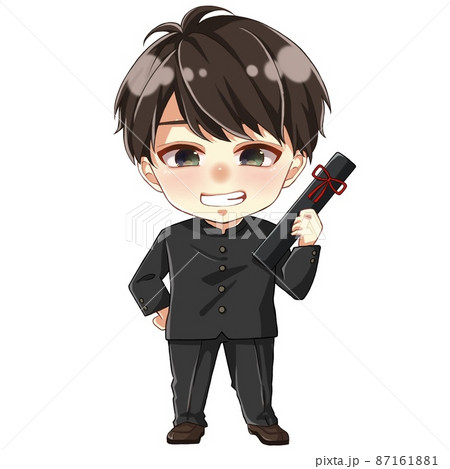 卒業 学ラン 男の子 イラストのイラスト素材