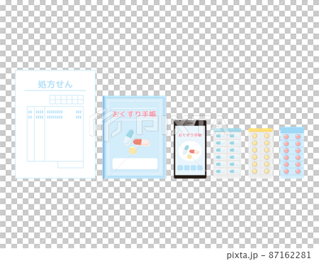 お薬手帳 内服薬 塗り薬 ベクターイラスト お薬手帳 内服薬 塗り薬 ベクターイラスト 87162281
