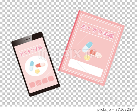 お薬手帳　スマホアプリ　  ベクターイラスト 87162287