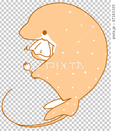 先割れスプーンを手に口を拭うエイ（橙色） 87163105