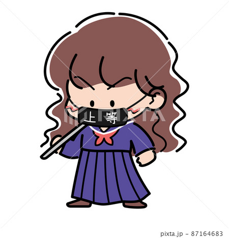 80年代のレトロファンシーイラスト風のスケバン 80年代のレトロファンシーイラスト風のスケバン 87164683