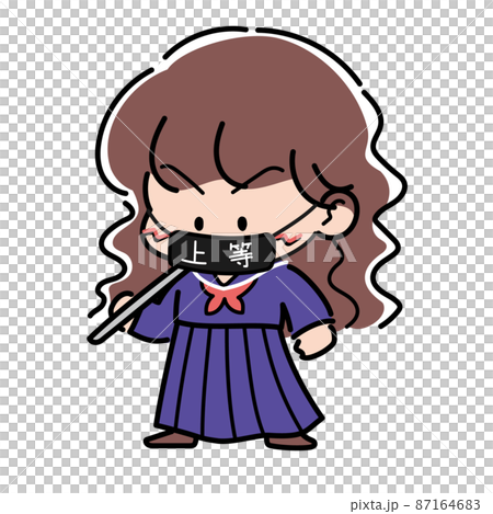 80年代のレトロファンシーイラスト風のスケバン 80年代のレトロファンシーイラスト風のスケバン 87164683