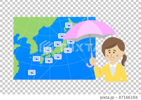 Illustration image of weather sister telling heavy rain information Illustration image of weather sister telling heavy rain information 87166168