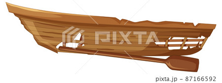 An old wooden broken boat on white background 87166592